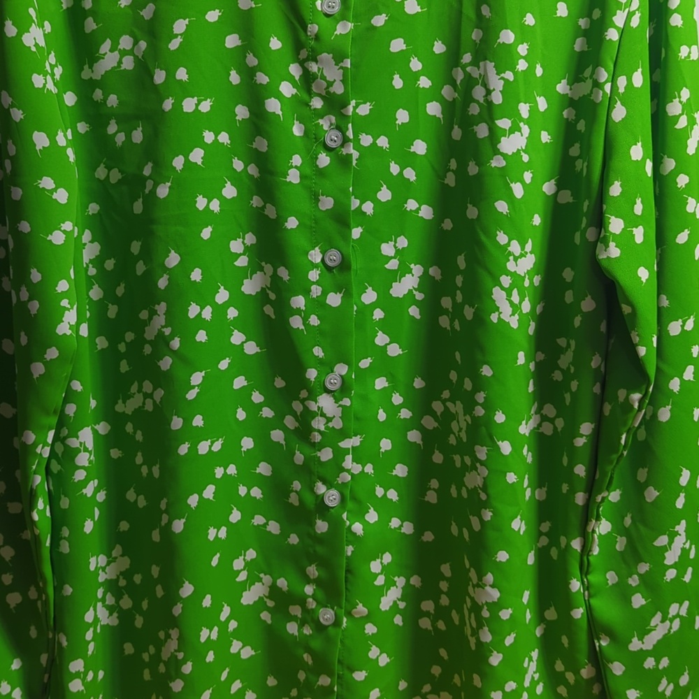 Dokotoo Green Abstract Dot Button-Down Shirt Size Large PTP 20 - Picture 4 of 7